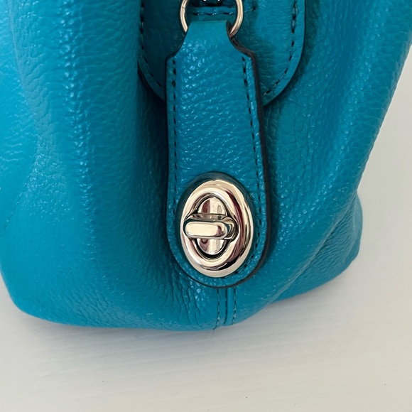 NWT Rare Coach Edie 31 Turquoise Pebbled Leather Satchel Shoulder Bag - Picture 6 of 15